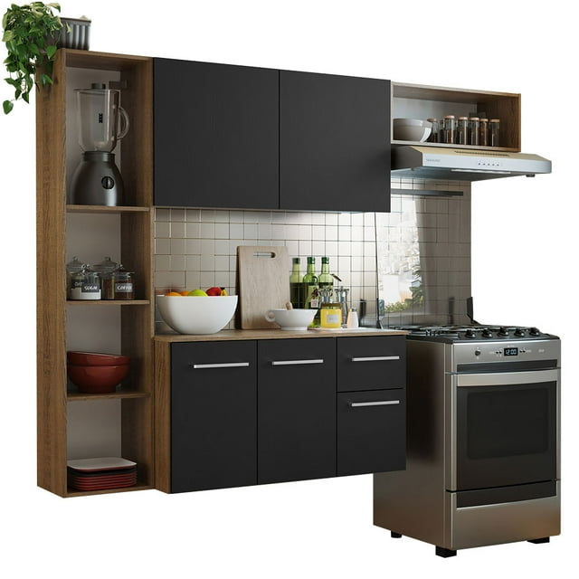 Mueble de Cocina Compacto 180cm Marrón/Preto Easy Madesa