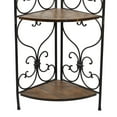 thumbnail image 5 of DecMode 18" x 66" Brown Metal Scroll Tall Folding 4 Shelf Bakers Rack with 4 Wooden Shelves, 1-Piece, 5 of 15