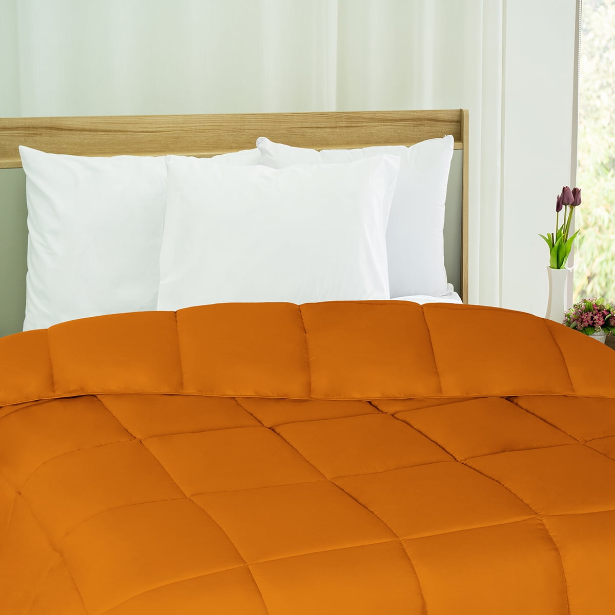 BNM Solid Comforter Down Alternative Bedding, Queen, Dusty Orange