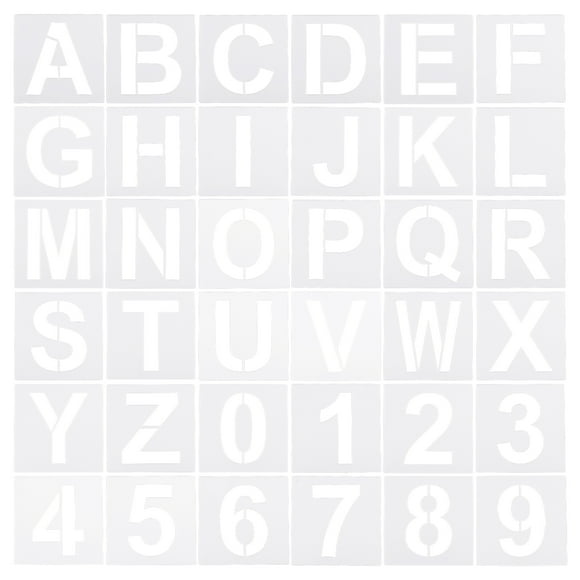 Uxcell Plantillas de Letras y Números de 3 pulgadas 4" de Ancho, Juego Reutilizable de Plantillas de Números y Letras, Paquete de 36 en Blanco