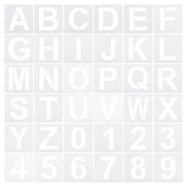 Uxcell Plantillas de Letras y Números de 3 pulgadas 4" de Ancho, Juego Reutilizable de Plantillas de Números y Letras, Paquete de 36 en Blanco
