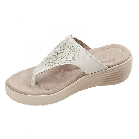 

Homedles Sandals for Women- Gift for women Comfortable Summer Open Toe Button Down Wedge Sandals for Women White