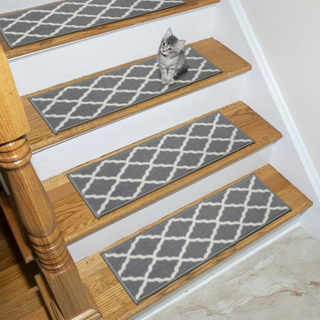 Ottomanson Glamour Collection Trellis Design Stair Tread, 8.5