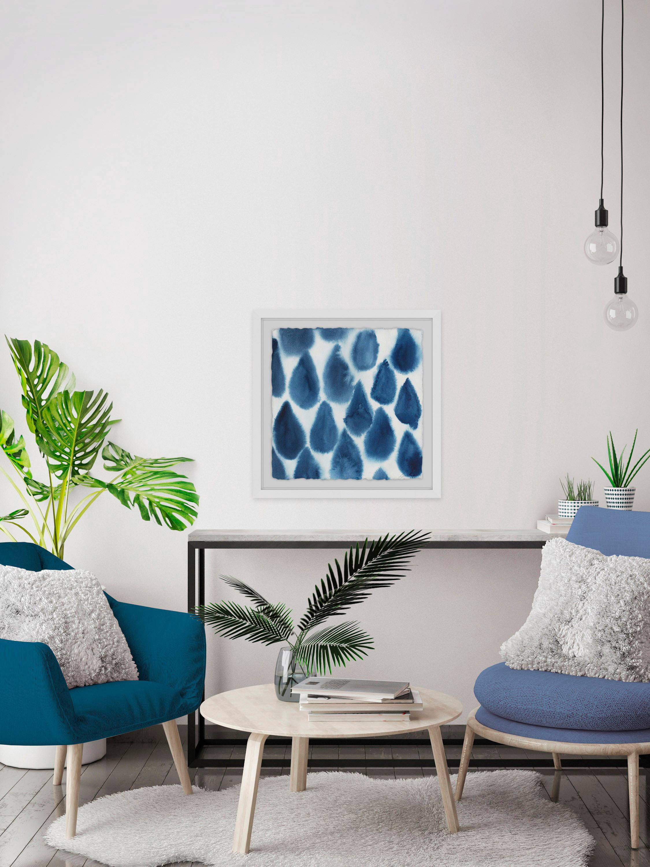 Indigo Bleed III Framed Painting Print