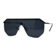 thumbnail image 3 of Mens Luxury Flat Top Shield Robotic Mob Metal Rim Sunglasses All Black, 3 of 4