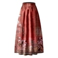 thumbnail image 5 of Women’s Floral Print Maxi Skirt High Waist A Line Floor Length Satin Skirt with Pockets Elegant Long Skirt for Formal Occasions Red L, 5 of 5