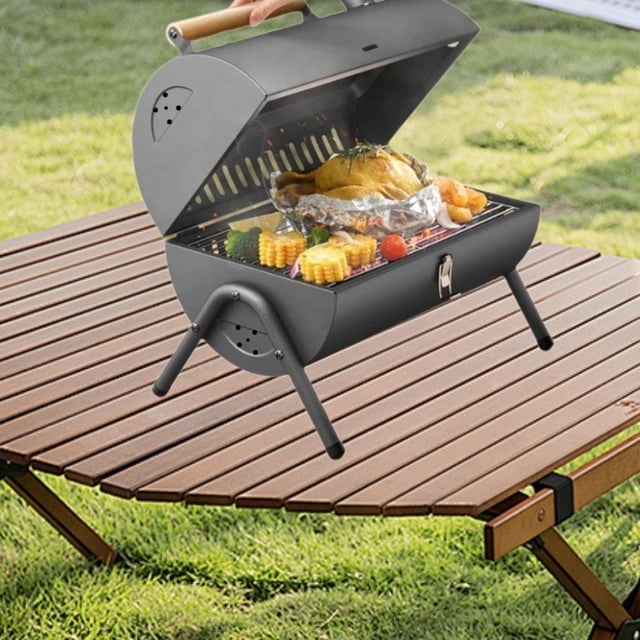 Parrilla de barbacoa de carbón portátil con mesa de servicio pesado compacta compacta al aire libre para el picnic jardín de la fiesta del jardín