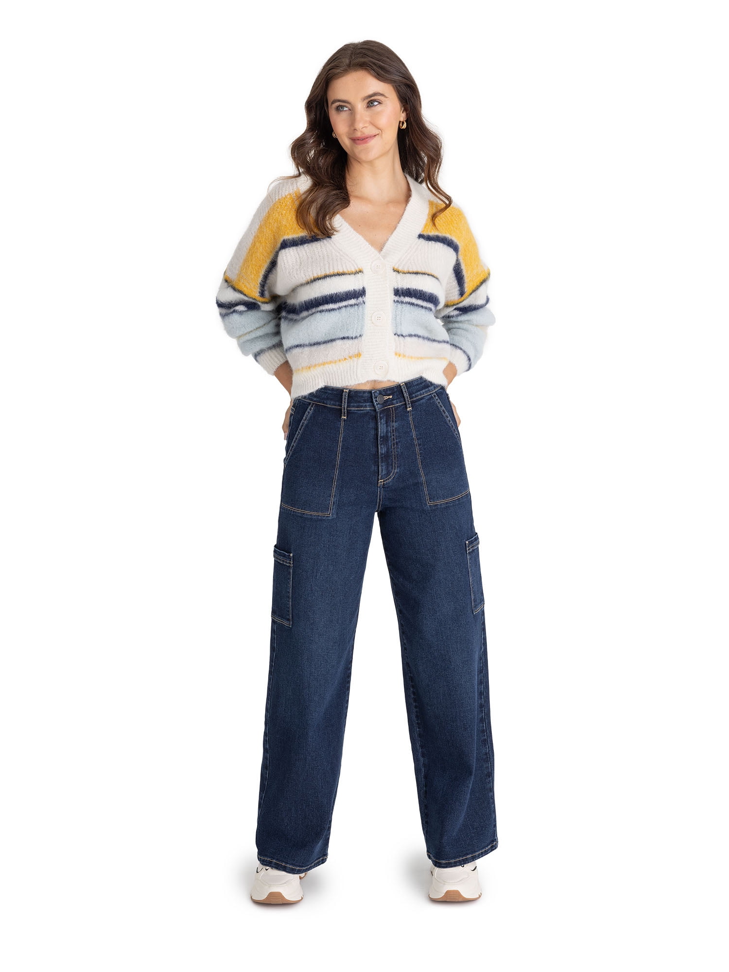 Jordache Women's High Rise Wide Leg Cargo Jean Sizes 2-20