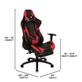 thumbnail image 5 of BlackArc Black & Red Faux Leather Reclining Gaming Chair - Height Adjustable Pivot Arms, Pull-Out Footrest, Headrest & Lumbar Pillows, 5 of 10