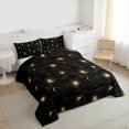 thumbnail image 4 of Manfei Bohemian Galaxy Sun Bedding Comforter Set for Teen, Hippie Tribal Moon Twin Comforter Sets, Black Gold Reversible Bedding Set, Luxury Bedroom Decor, 2 Pieces, 4 of 9