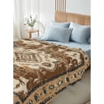 thumbnail image 4 of Brown Boho Twim XL Size Flat Sheet, Wrinkleproof & Fadeproof Cooling Flat Bed Sheet Only, Retro Western Rustic Ethnic Tribal Patterns Breathable Soft Bedding Top Sheets 66 x 102 Inches, 4 of 8