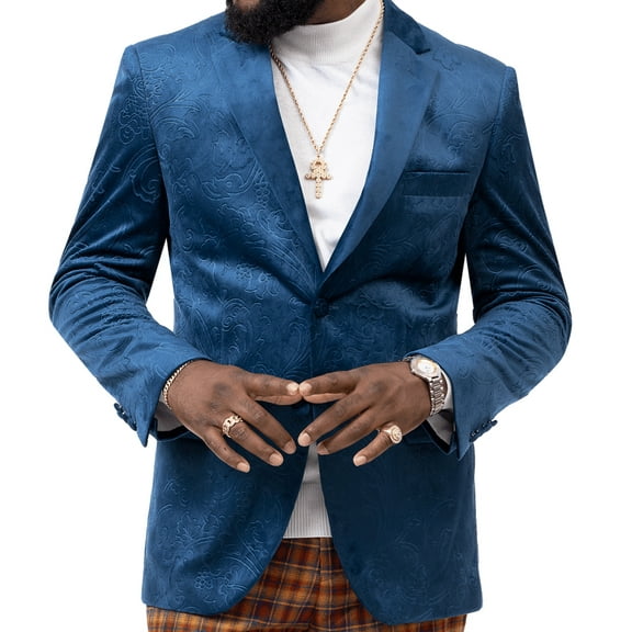 Aqua Tone on Tone Floral Design Regular Fit Fashion Blazer J37