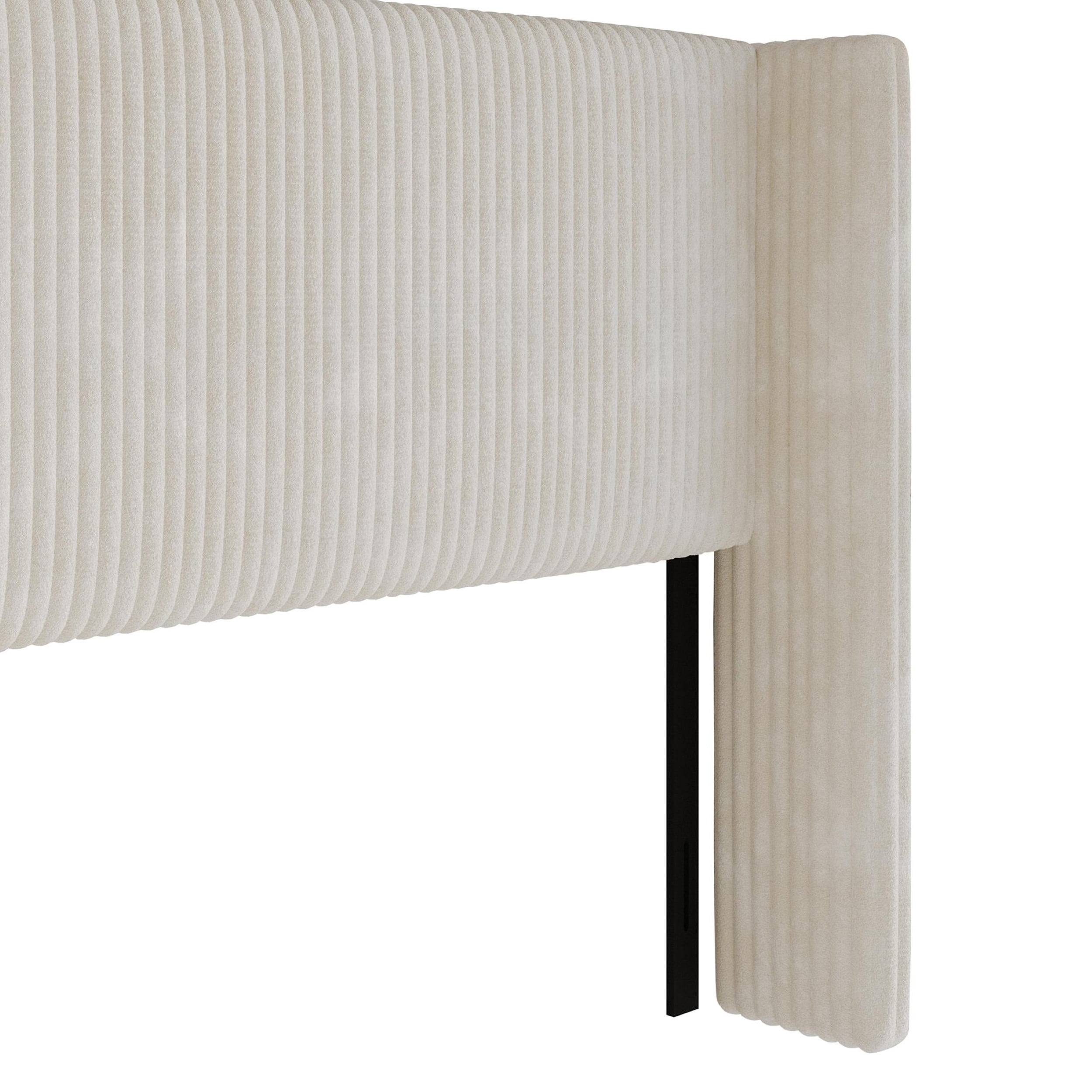 Home Design Lenox Full Upholstered Wingback Headboard, Soft Corduroy, Light Beige, Easy to Assemble