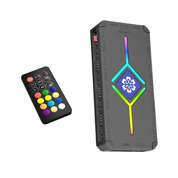 NATEFEMIN PWM Fan Hub ARGB Controller for PC 9 Port Remote 5V Addressable RGB Lighting Splitter for Case Cooling Aura MSI