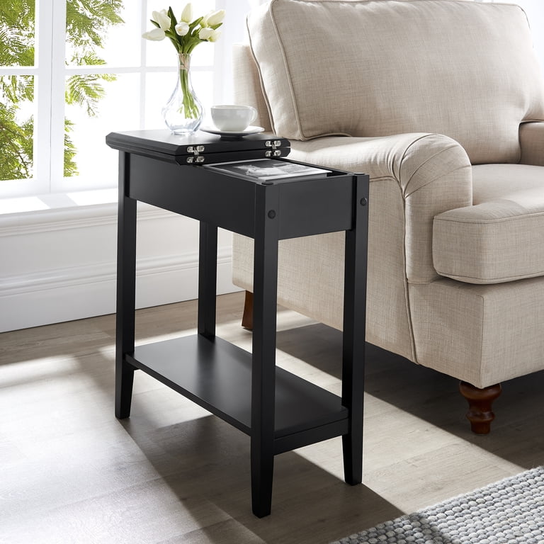 Naomi Home Roxy Narrow End Table with Flip-Top Storage, Slim Side
