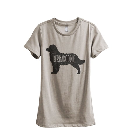 Bernedoodle Dog Silhouette Women's Fashion Relaxed T-Shirt Tee Heather Tan X-Large