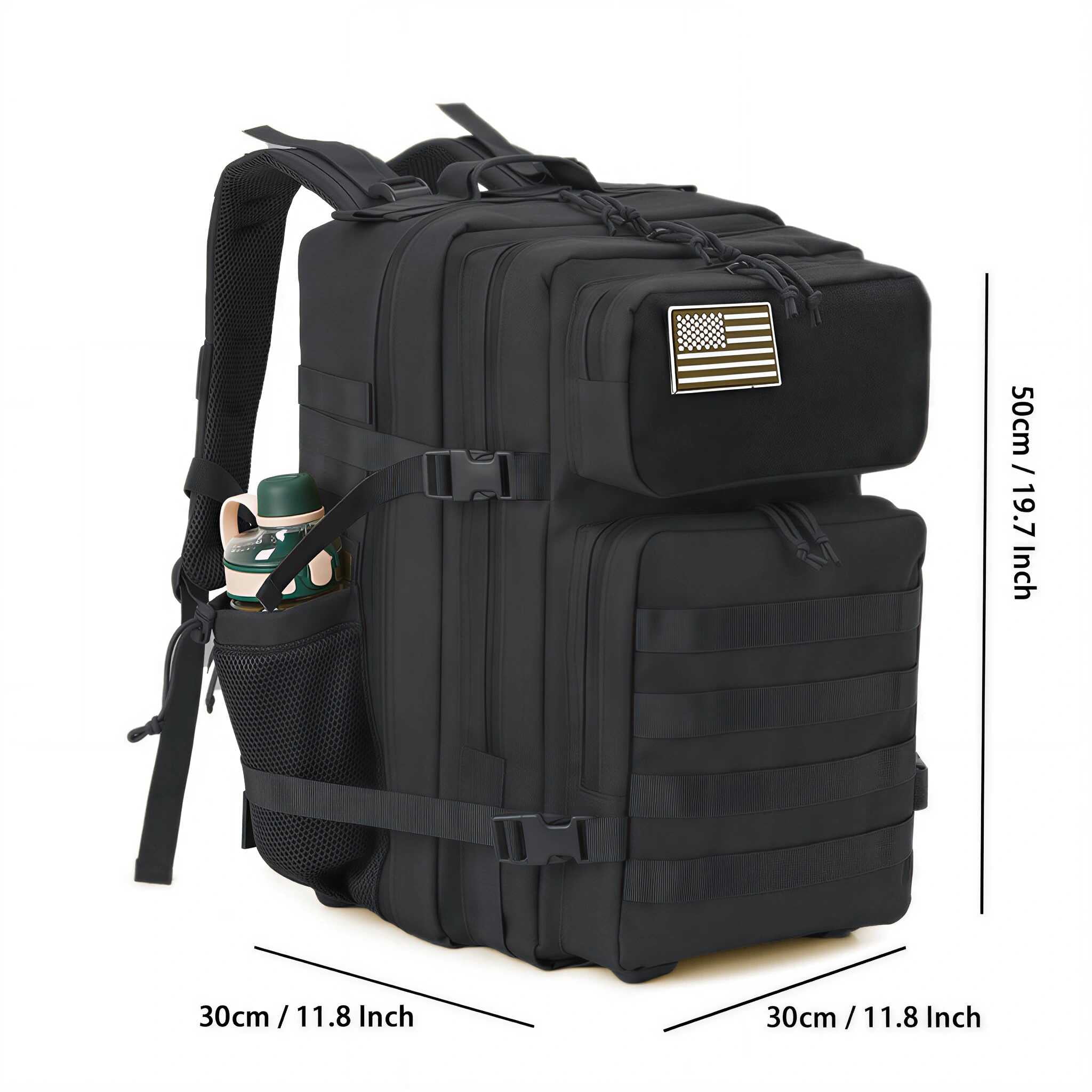 QT&QY 45L Outdoor Hiking Backpack for Men Molle Daypack 3 Day Gym Travel Rucksack with Bottle Holder