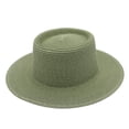 thumbnail image 4 of Dome French Top Hat, Classic Straw Boater Hat for Women, Elegant Wedding Ceremony Hat with Grosgrain Ribbon, Summer Garden Party and Church Hat-Light Green, 4 of 4