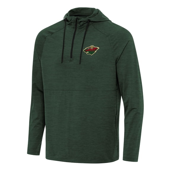 Men's Antigua Hunter Green Minnesota Wild Spikes Quarter-Zip Hoodie