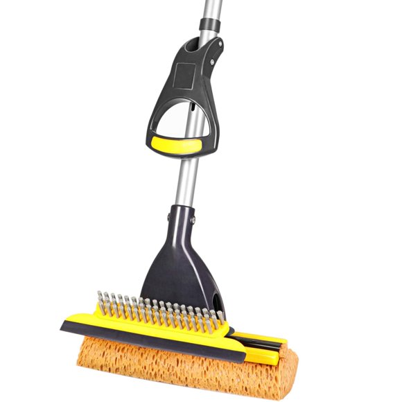 Yocada Vadrouille Éponge pour la Maison et le Commerce, Carrelage, Plancher, Salle de Bain, Garage, Nettoyage avec Raclette et Télescopique Extensible, Longue H