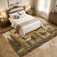 thumbnail image 6 of Forest Plaid Washable Area Rug 5 x 8 ft Vintage Bear Pine Dragonfly Canoe Duck Farmhouse Soft Non‑Slip Rugs Stain Repellent Indoor Mats for Spacious Family Room, Long Dining‑Table, Sunroom, 6 of 9