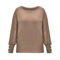 thumbnail image 2 of Vedolay Sweater Womens 2023 Long Sleeve Neck Oversized Pullover Knit Sweater,Khaki 5XL, 2 of 5