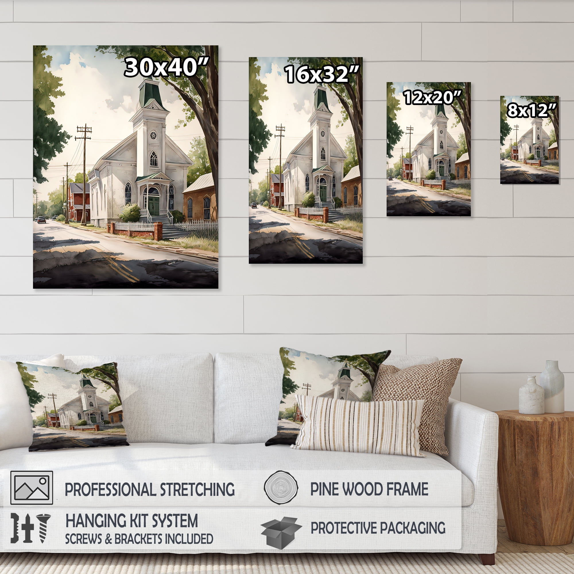 Designart Church In Country Town II Canvas Wall Art