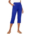 thumbnail image 4 of Enjoytime Women Capri Pants Elastic Waist Button Split Hem Capris Summer Lightweight Casual Cropped Pants, 4 of 8