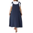 thumbnail image 3 of Agnes Orinda Women's Plus Size St. Patrick's Day Pinafore Dress Tie Shoulder Strap Pleated Jumper Dress Casual Overall Dress with Pockets 3X Blue, 3 of 5