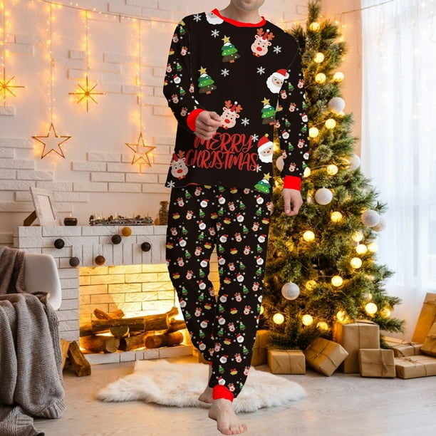 Traje de pantalon y top con estampado de letras navidenas ropa navidena con cuello redondo para hombre mujer y nino Bodega Aurrera en linea