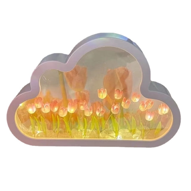 Cloud Tulip Night Light DIY Material Pack Lámpara Espejo Hecha A Mano (rosa)