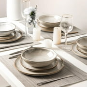 AmorArc Ceramic Dinnerware Sets,Handmade Reactive Glaze Stoneware Plates and Bowls Sets,Highly Chip and Crack Resistant | Dishwasher & Microwave Safe Dishes Set,Service for 8 Set(24pc),Cappuccino