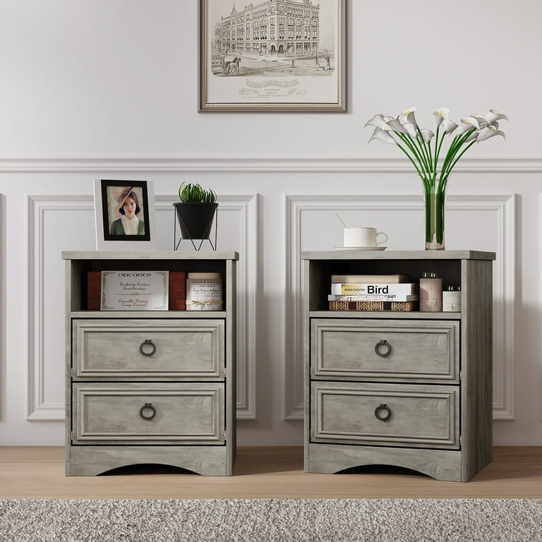 rustic grey dresser and nightstand set PETER main image 1