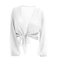 thumbnail image 4 of Women's Swimwear Cover Ups Tops Tie Front Knot Swimsuit Bikini Bathing Suit Long Sleeve Soft Beach Wrap Shirt, 4 of 7