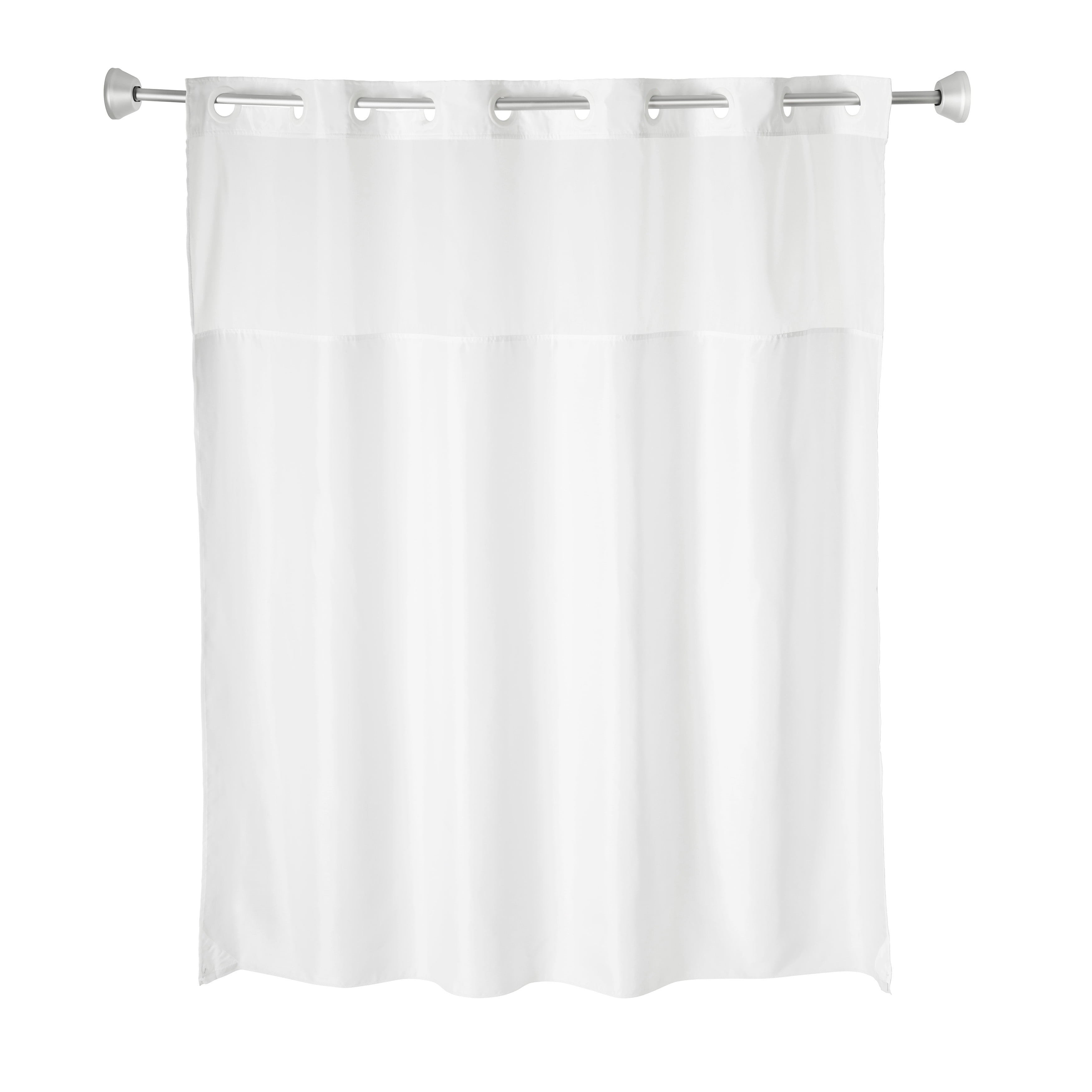 Whitmor No Hook Plainweave Shower Curtain with Window & Snap-in Liner, 71" x 77"