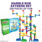 Marble Genius Marble Run - Maze Track or Race Game for Adults, Teens, Toddlers, or Kids Aged 4-8 years old, 150 Complete Pieces (85 Translucent Marbulous Pieces + 65 Glass-Marble Set), Super Set