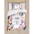 thumbnail image 1 of Tribal Decor Twin Size Duvet Cover Set, Bird Hawk Colored Feathers with Hand Written Thank You Note in Middle Print, Decorative 2 Piece Bedding Set with 1 Pillow Sham, Multicolor, by Ambesonne, 1 of 3