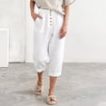 thumbnail image 2 of TAIAOJING Wide Leg Pants for Women Tapered Cotton Linen Front Button Up Waist Casual With Pockets Work Fashion Trousers, 2 of 7