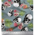 thumbnail image 1 of Soimoi Viscose Chiffon Fabric Monstera Leaves,Floral & Horror Skull Halloween Fabric Prints by Yard 42 Inch Wide, 1 of 1