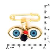 14kt GP Eyes Saint Lucky Azabache Charm Gold Stainless Steel & 18 Necklace - Ojitos De Santa Lucia Azabache Para Proteccion Dije y Cadena 18