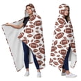 thumbnail image 2 of Wearable Blanket,White Brown Footballs Pattern Hooded Wearable Sherpa Blanket for Adults & Teens,Winter Poncho Shawl Wrap Cape Thick Warm,50"x60", 2 of 5