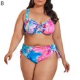 thumbnail image 1 of ENJOYW 2Pcs/Set Women Bikini Floral Print Adjustable Plus Size Spaghetti Straps High Waist Split Swimsuit for VacationPolyester, 1 of 7