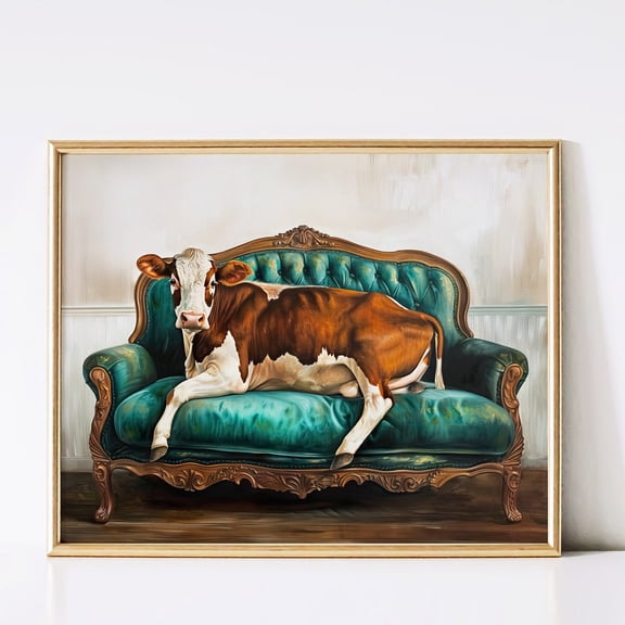 Funny Cow Art Print: Vintage Farmhouse Decor UNFRAMED PAPER POSTER, Home Decor, Vintage Gift, Living Room Dercor