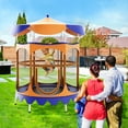 thumbnail image 4 of Gymax 64'' Kids Trampoline w/ Detachable Canopy Safety Enclosure Net Foam Handle Orange, 4 of 10