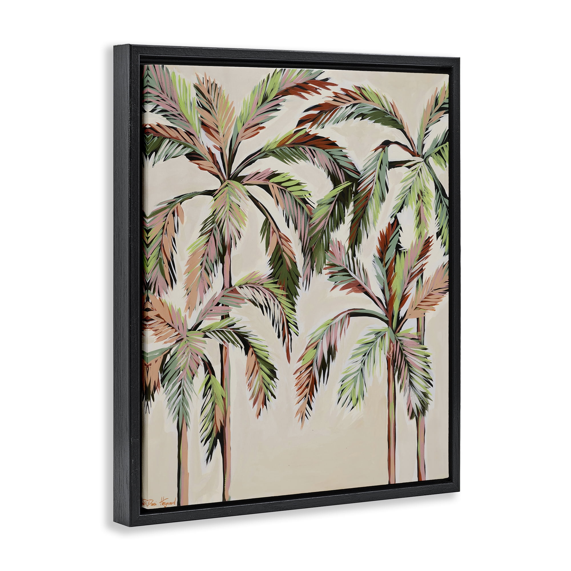 Stupell Industries Blushing Palm Tree Canopy Black Framed Floater Canvas Wall Art, design by Dani Heyward