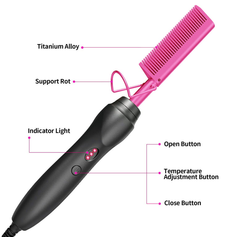  Goiple Electric Hot Comb Hair Straightener, Deluxe Electrical Straightening  Comb Curling Iron for Natural Black Hair Wigs Pressing Combs with Wig Glue  Hair Wax Stick Set : Beauty & Personal