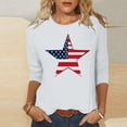 thumbnail image 2 of asdoklhq Plus Size 4th Of July Tshirts Graphic Shirts Women's Independence Day Printed Round-neck Three-quarter Sleeve T-shirt Loose Three-quarter Sleeve Round-neck Top/shirt White 3X, 2 of 5