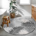 thumbnail image 3 of Round Area Rugs 3.3Ft, Grey Palm Leaves Washable Rug for Nursery, Home Office, Reading Room. Summer Botanical Tropical Leaf Non Slip Area Rugs Low Pile Carpet for Home Decor, 3 of 8