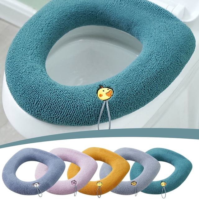 Xihbxyly Cojín para Asiento de Inodoro, Tejido de Punto Suave y Grueso, Funda de Invierno Cálida y Cómoda, Fácil de Instalar, Lavable a Máquina, Apto para La Mayoría de Inodoros, Higiénico y Duradero