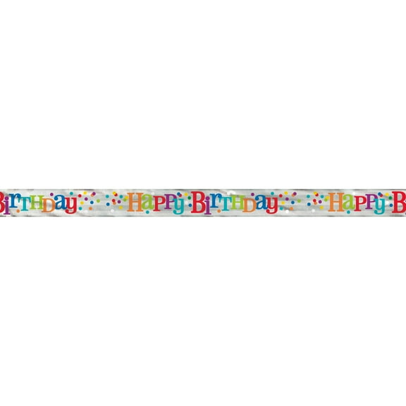 Foil Dotted Rainbow "Happy Birthday" Banner, 12ft